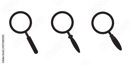 Magnifying glass icon set. Search and research icon vector with variety design. Magnifying glass symbol. Eps 10