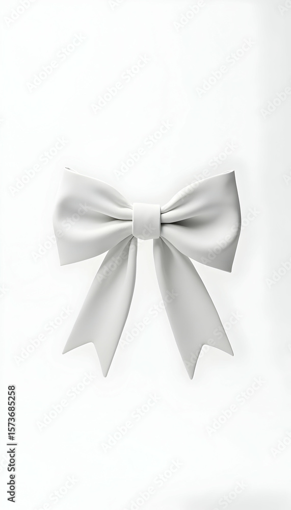 Naklejka premium Elegant White Ribbon Bow Isolated on Plain Background