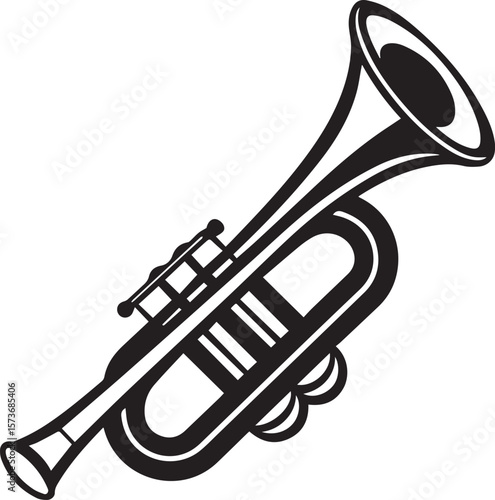 trumpet silhouette vector icon, trumpet isolated on black