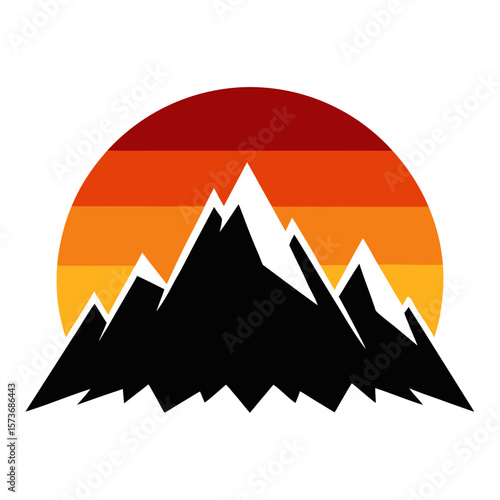 Rustic Mountain Sunset Silhouette Vector for Nature and Landscape Designs