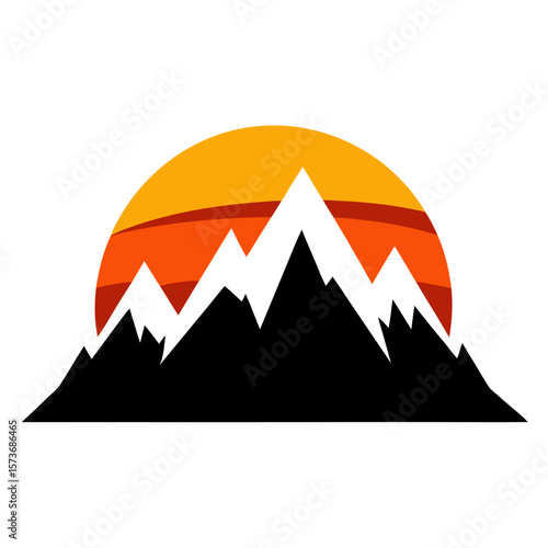 Rustic Mountain Sunset Silhouette Vector for Nature and Landscape Designs