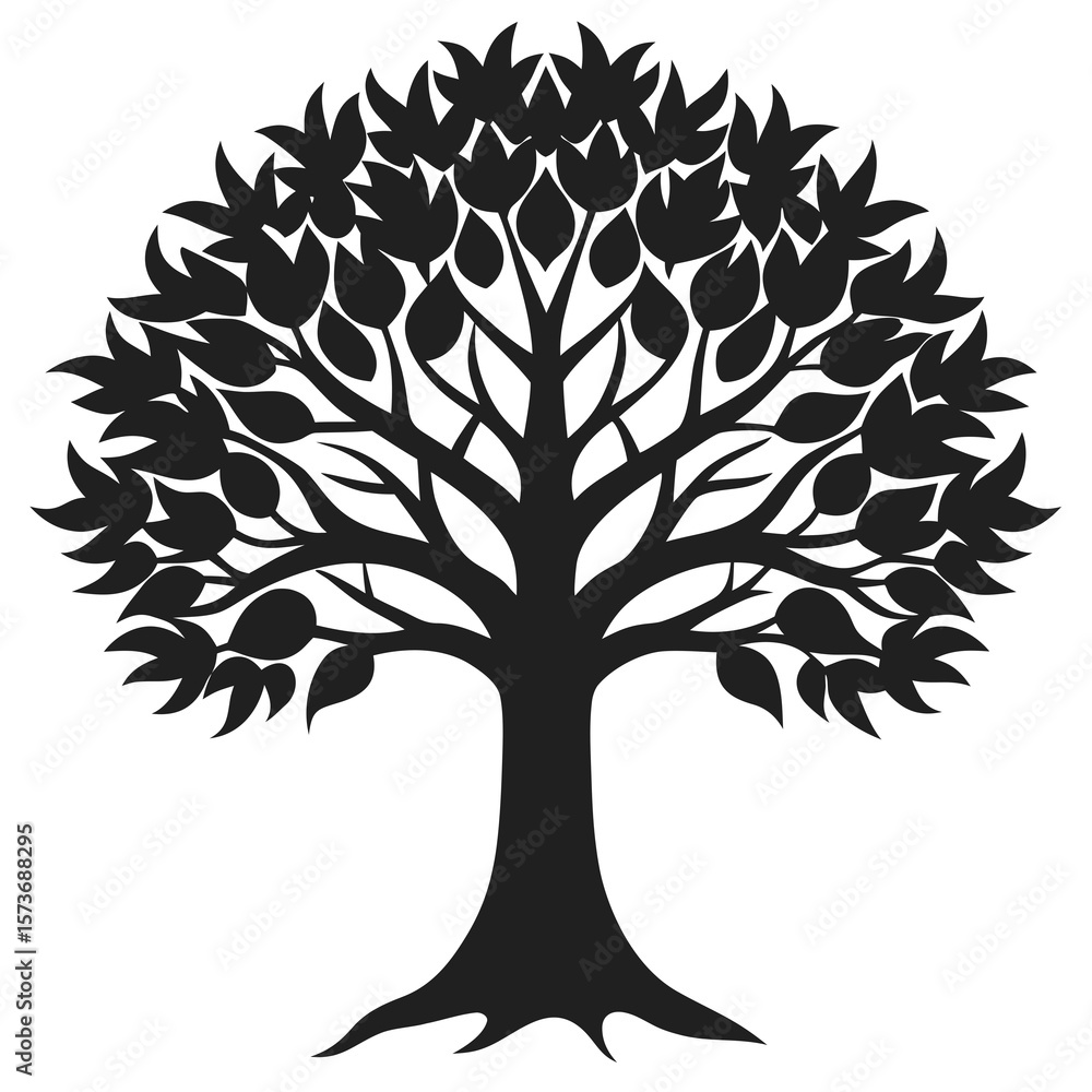 Obraz premium Sycamore tree vector silhouette illustration isolated on white background