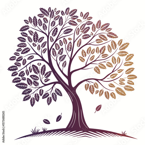 Sycamore tree vector silhouette illustration isolated on white background
