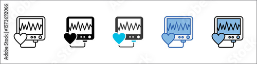 Electrocardiogram Icon Pack Multistyle Illustration