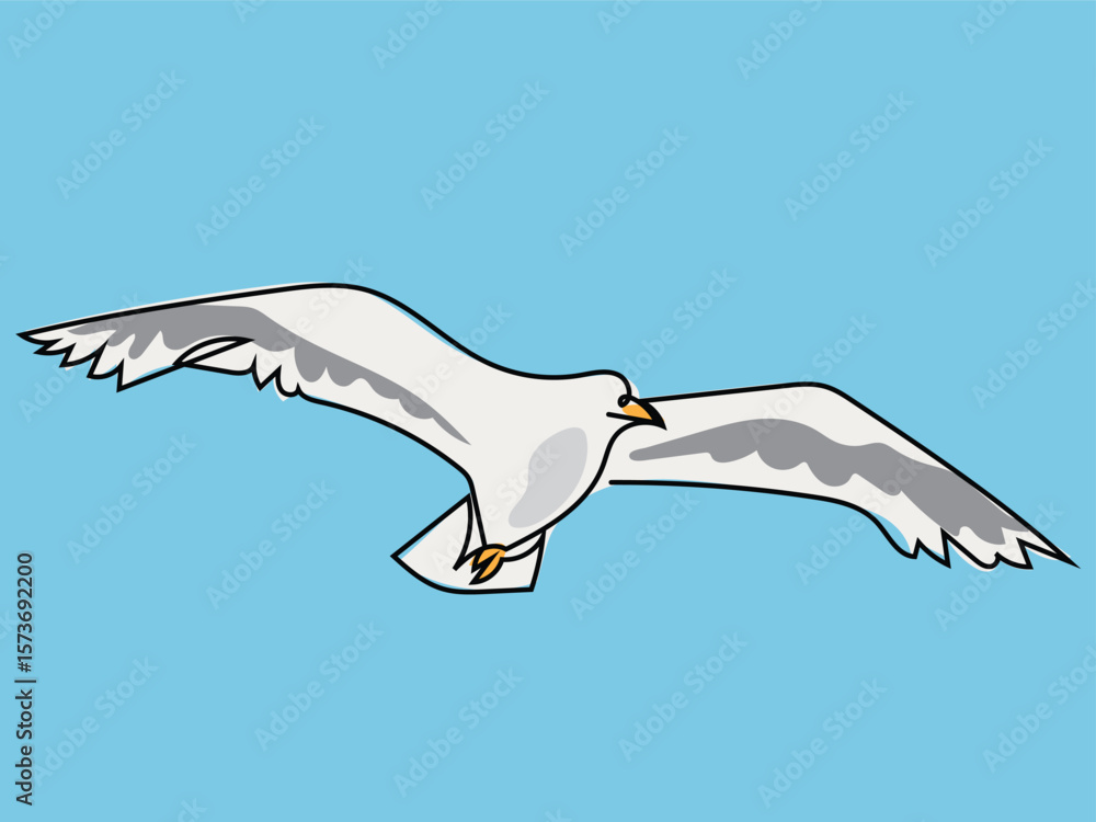 Seagull in continuous line drawing style. Seagull in continuous line drawing style.