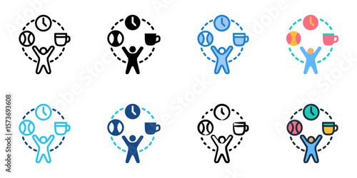 Recess icon set multiple style collection 
