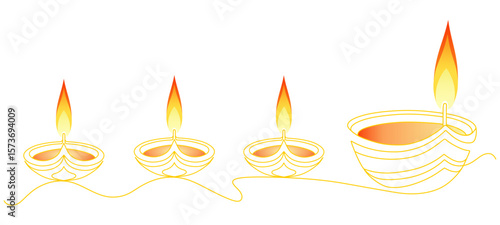 Festive Diya Lamps – Glowing Traditional Indian Oil Lamps for Diwali and Celebrations