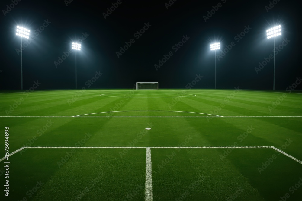 Obraz premium Championship Soccer Stadium, Professional Football Field, Stadium Lighting Spectacular, Sports Arena Excellence, Athletic Competition Venue