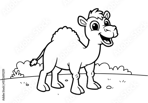 camel on field. coloring book for kids