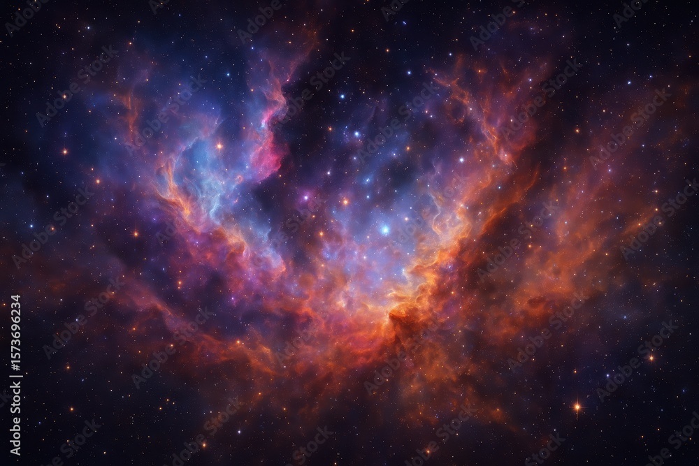Naklejka premium Breathtaking Deep Space Nebula with Colorful Cosmic Clouds and Distant Stars in Universe
