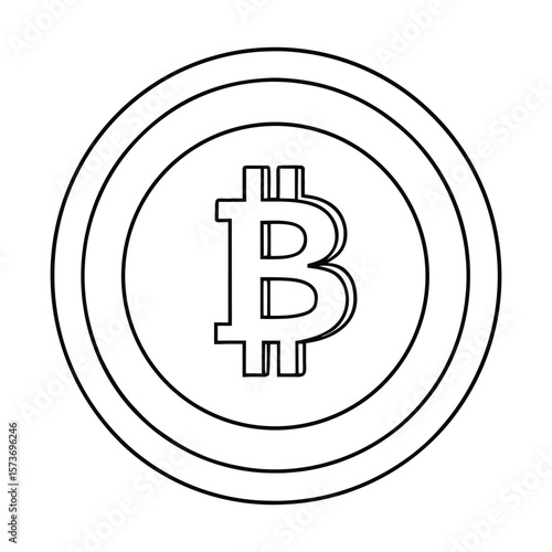 Stylized Bitcoin Coin with Embossed ‘B’ Symbol and 3D Shine — Isolated Vector Illustration on White