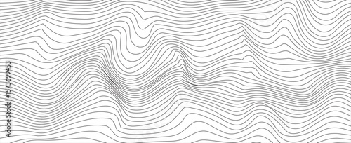 Flowing dots particles wave pattern 3D curve halftone black gradient curve shape isolated on white background. Vector in concept of technology, science, music, modern.