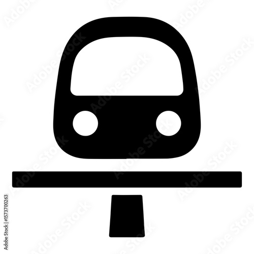 Monorail icon with transparent background symbolizing modern elevated transportation
