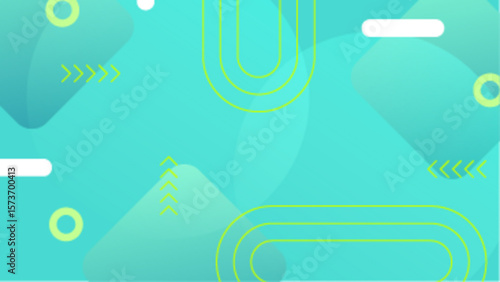Abstract teal green design with lime green shapes, great for backgrounds, posters, or digital art projects needing a fresh, modern look.