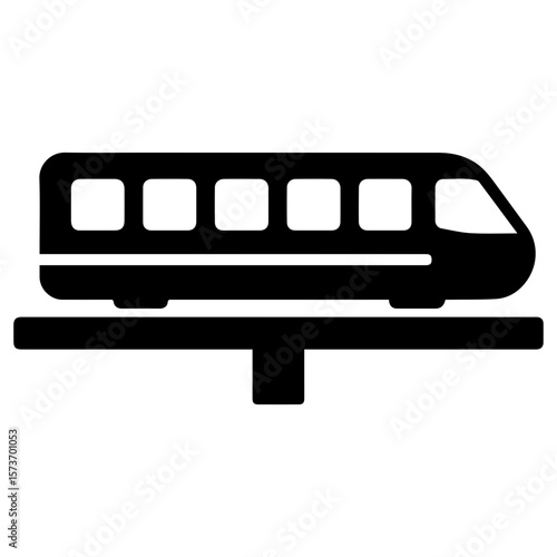 Monorail icon with transparent background symbolizing modern elevated transportation
