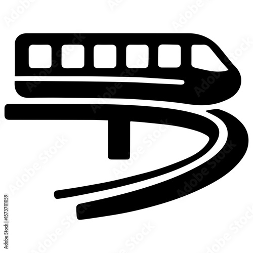 Monorail icon with transparent background symbolizing modern elevated transportation
