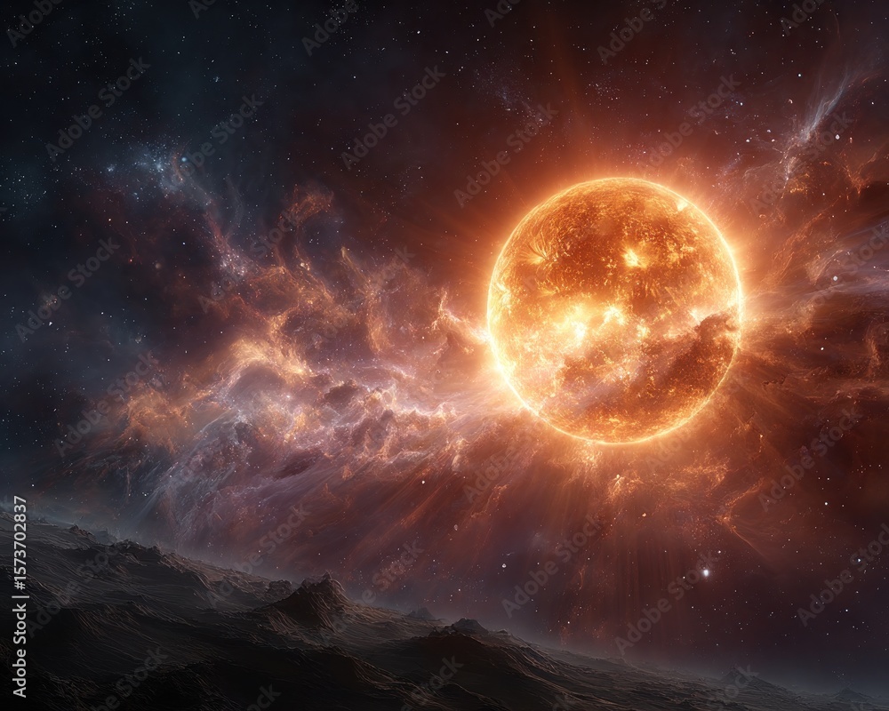 Obraz premium Fiery star in a nebula