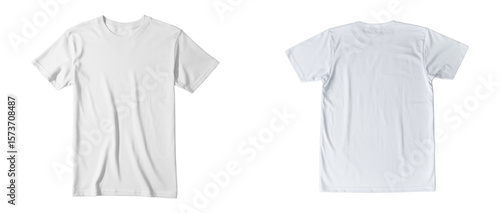 white t-shirt mockup, front and back view isolated