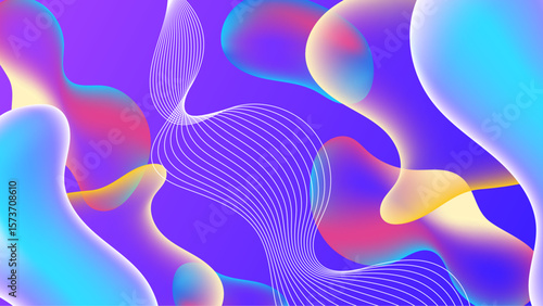 Colorful abstract fluid shapes and lines ideal for backgrounds, posters, presentations, and graphic design projects requiring a vibrant and dynamic feel.