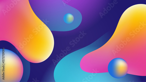 Colorful abstract shapes and spheres suitable for modern designs, backgrounds, web graphics, and creative projects needing vibrant elements.