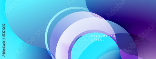 Abstract flowing shapes, vibrant blues, purples, whites create modern background. Smooth gradients suggest movement, depth.