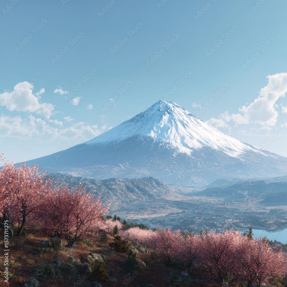 Fototapeta premium Stunning landscape of Mount Fuji at sunrise