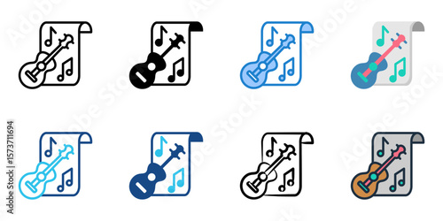 Music Class icon set multiple style collection 
