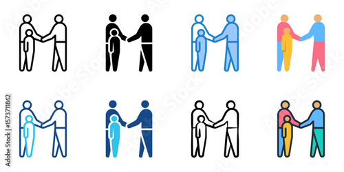 Parent Teacher Meeting icon set multiple style collection 

