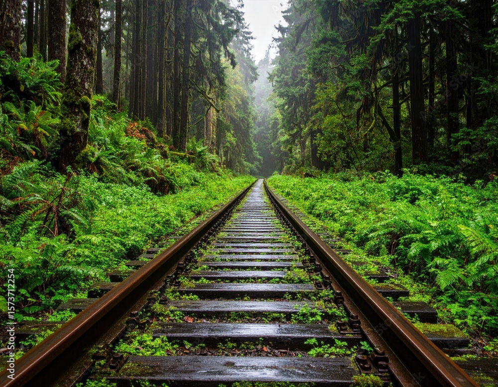 Misty forest train tracks Misty forest train tracks