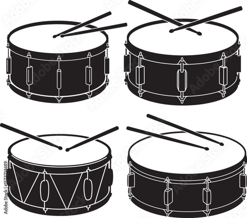 Marching snare drum musical instrument silhouette for performance and music education