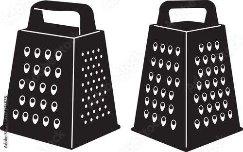 Black kitchen box grater with multiple grating surfaces silhouette