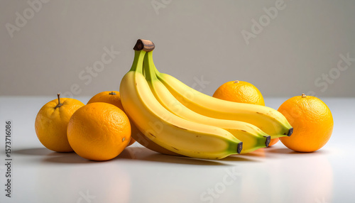 Close-up of fresh banana and orange