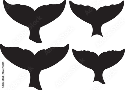 Majestic whale tail fluke emerging from stylized blue waves silhouette