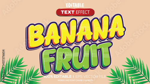 3d text effect banana fruit theme