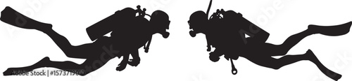 Underwater scuba diver exploring the ocean depths silhouette