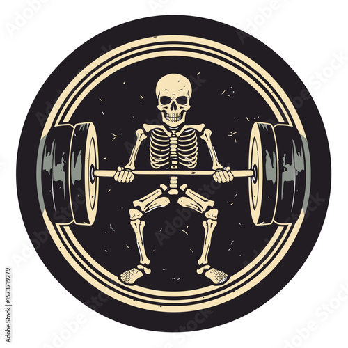 A logo of a man doing dead lifts at the gym
