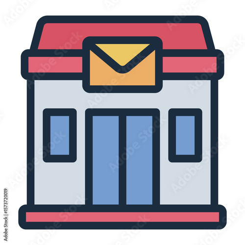 post office filled line icon for postal service building and function