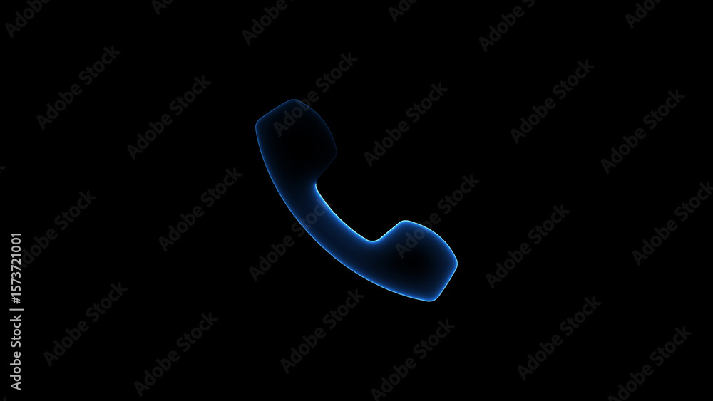 Glowing silhouette of a classic telephone handset isolated on a black background Glowing silhouette of a classic telephone handset isolated on a black background