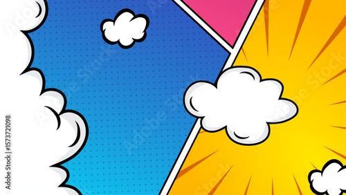 Colorful comic book style background perfect for graphic design projects, presentations, posters, and pop art inspired creations. Encourages creativity and visual impact.