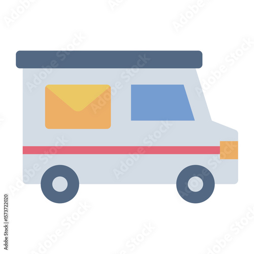 mail truck flat icon for transporting post and parcel