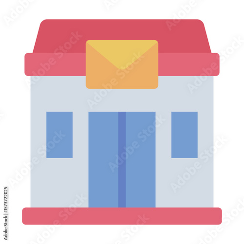 post office flat icon for postal service building and function