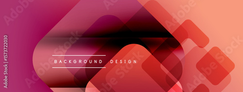 Abstract gradient background. Overlapping shapes create modern design. Red, pink hues dominate composition. Text reads background design.