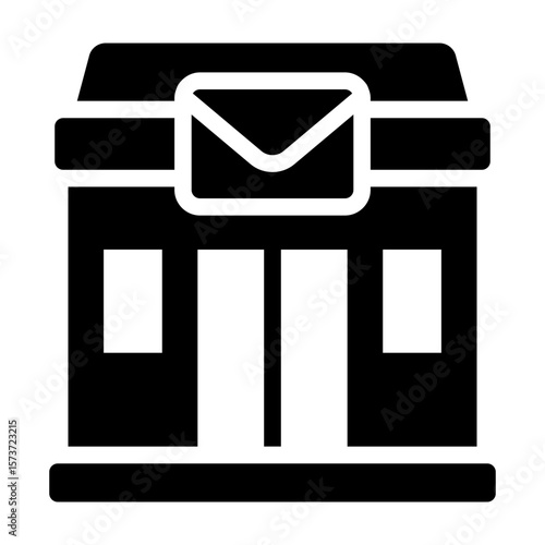 post office glyph icon for postal service building and function