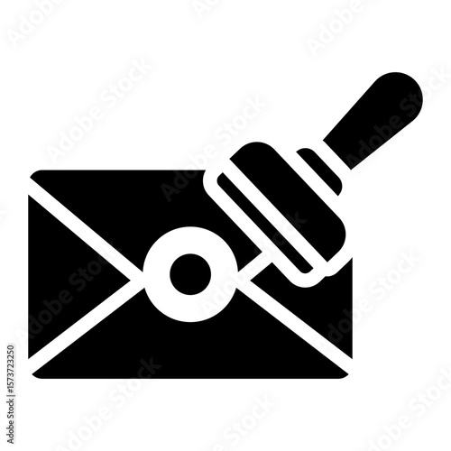 sealed message glyph icon for secure and private mailing