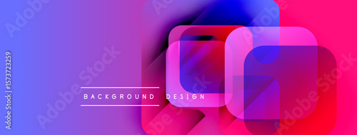 Abstract gradient background. Overlapping squares create dynamic visual effect. Blue transitions to purple, then vibrant red hues. Modern design element.