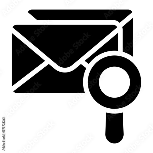mail search glyph icon for locating or finding correspondence