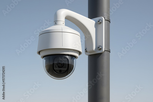 Surveillance security cameras mounted on exterior wall for monitoring and safety protection
