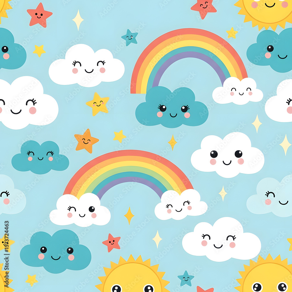 seamless pattern with rainbow and clouds seamless pattern with rainbow and clouds