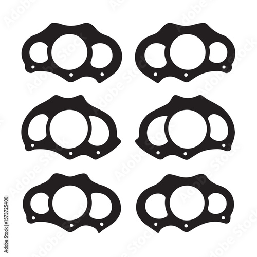 brass knuckles silhouette set, Black & White silhouette set