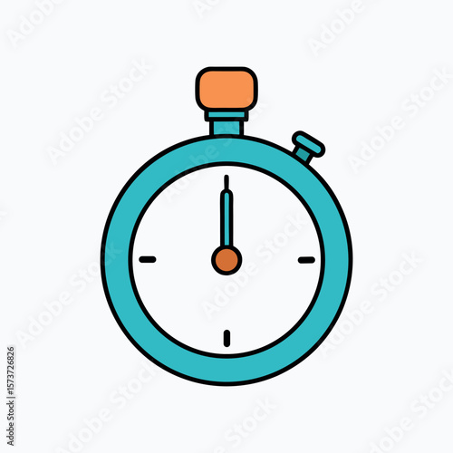 Stopwatch for sports timing and functional coloring book page Line Art Vector Illustration